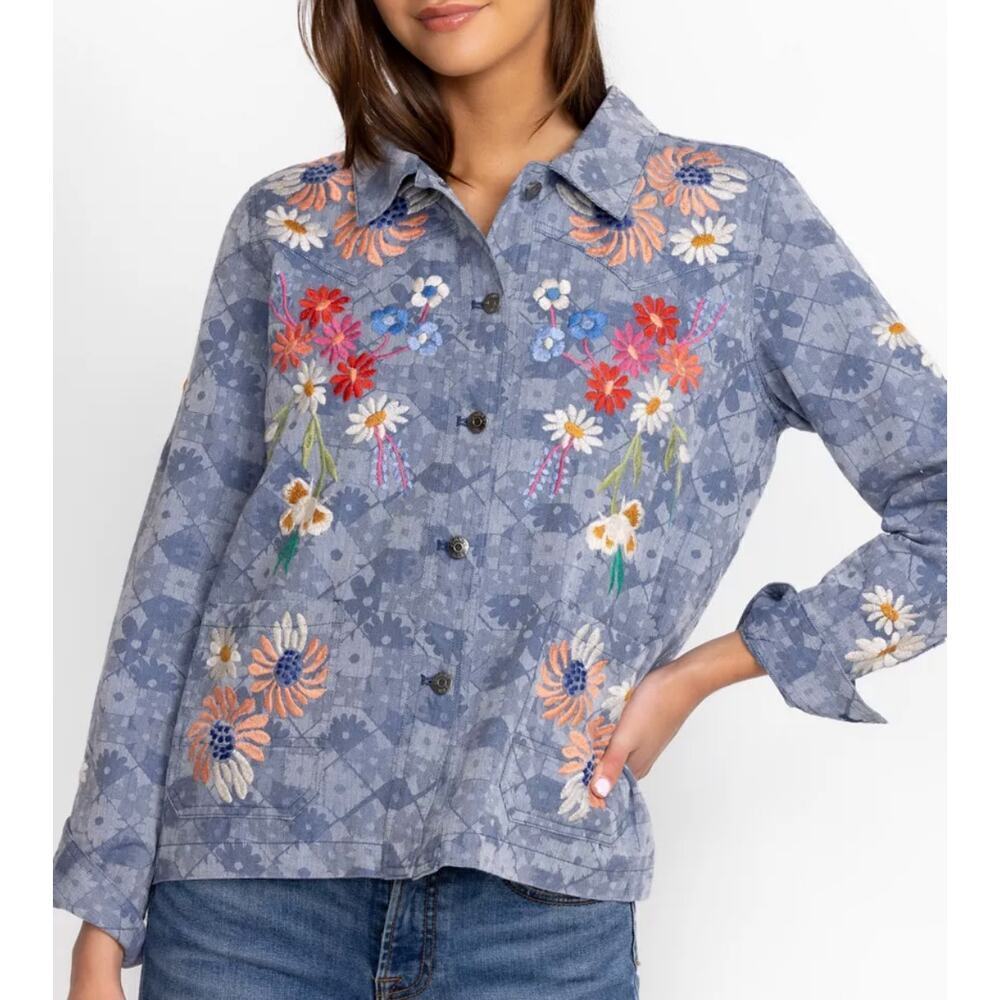 Johnny Was Workshop Marissa Western Worker Jacket MEDIUM Cotton Embroidered